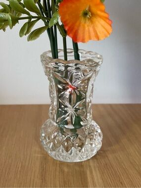 Vintage West German Starburst Diamond Pattern Bud Vase Match Holder 1970s